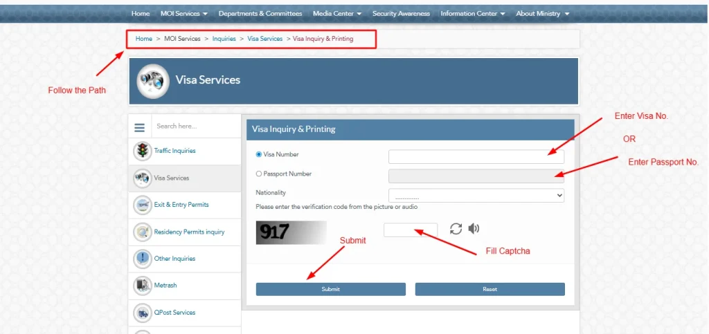 Qatar Visa Check Online via MOI Portal